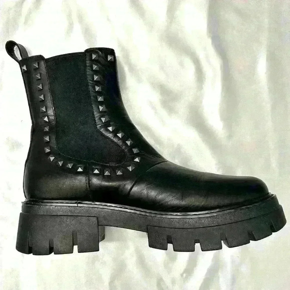 ASH Lenny‎ Studs Black Leather Chelsea Boot Size 40 - Picture 7 of 13